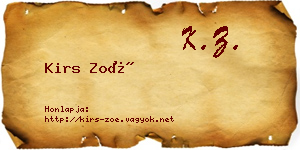 Kirs Zoé névjegykártya